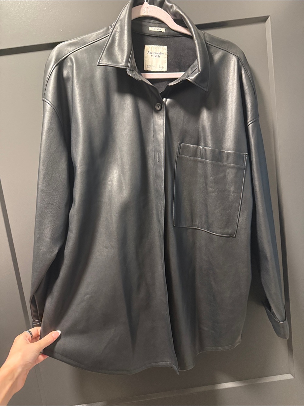 Abercrombie & Fitch Black Leather Button-Up Jacket